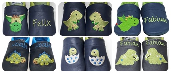Lederpuschen Motiv Drache, Dino, Stego